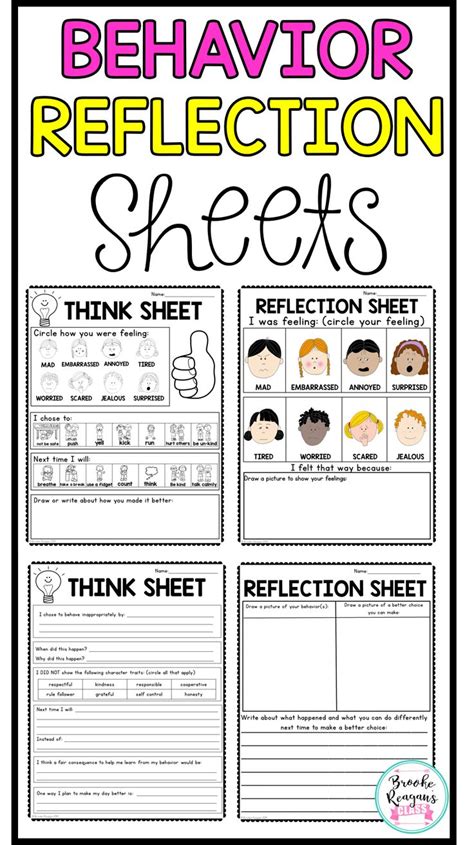 Behavior Reflection Think Sheets Classroom Management Restorative