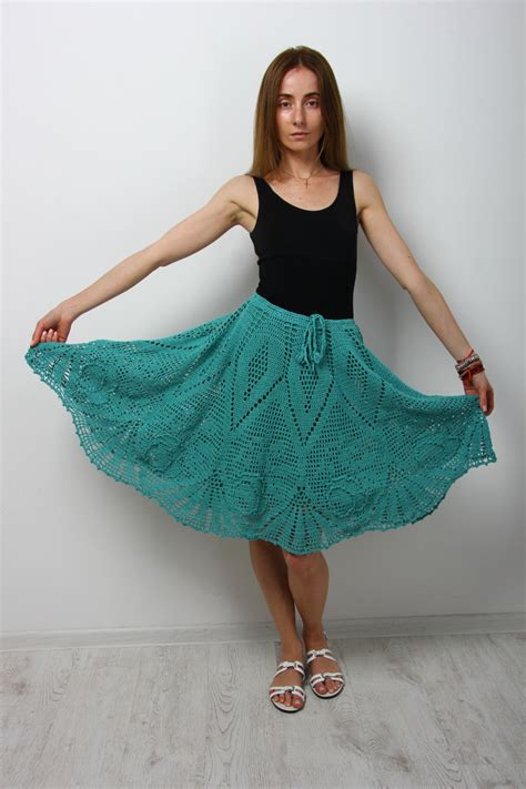 Crochet Linen Skirt Trendy Crochet Skirt Boho Handmade Rustic Skirt
