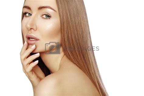 Royalty Free Image Beautiful Yong Woman With Long Straight Brown Hair