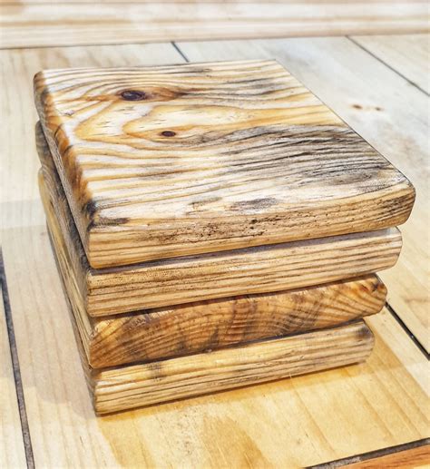 Rustic Reclaimed Wooden Coasters Set Of 4 Etsy