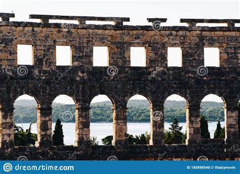 Sea View From The Ancient Arena Pula During Sunset Stock Photo Image