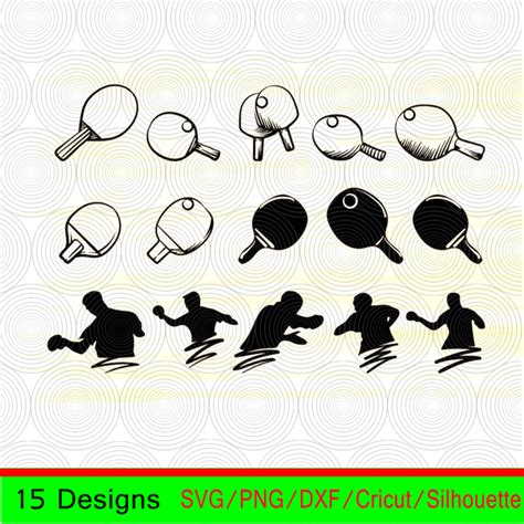 Table Tennis Svg Dxf Vector Ping Pong Cutting Files Art Collectibles Drawing Illustration