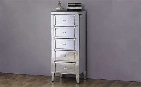 Valencia Mirrored Tall Narrow 5 Drawer Chest Of Drawers Furniture And