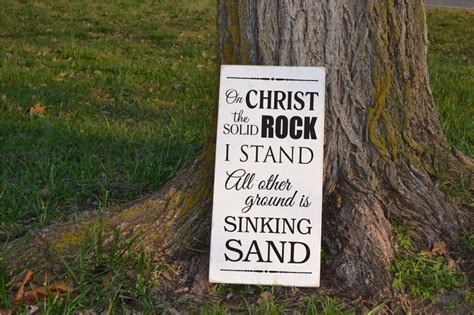 On Christ The Solid Rock I Stand Hymn Lyrics Distressed Rustic Etsy