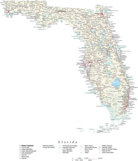 Florida Detailed Cut Out Style State Map In Adobe Illustrator Vector