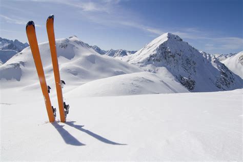 Orange Skis In The Snow Winter Landscape Various Sports Wallpapers