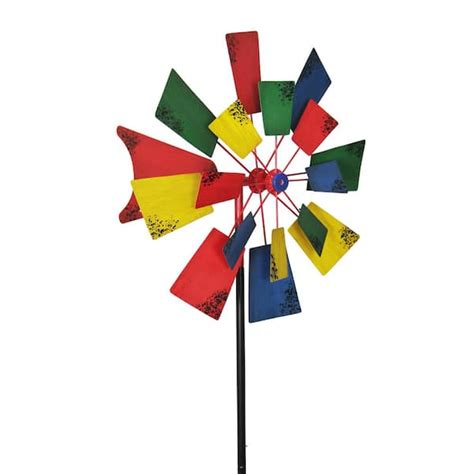 Exhart Dual Spinner Windmill 708 Ft Multicolor Metal Garden Stake