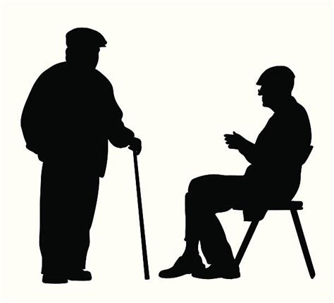 Two Old Men Talking Silhouette Illustrations Royalty Free Vector