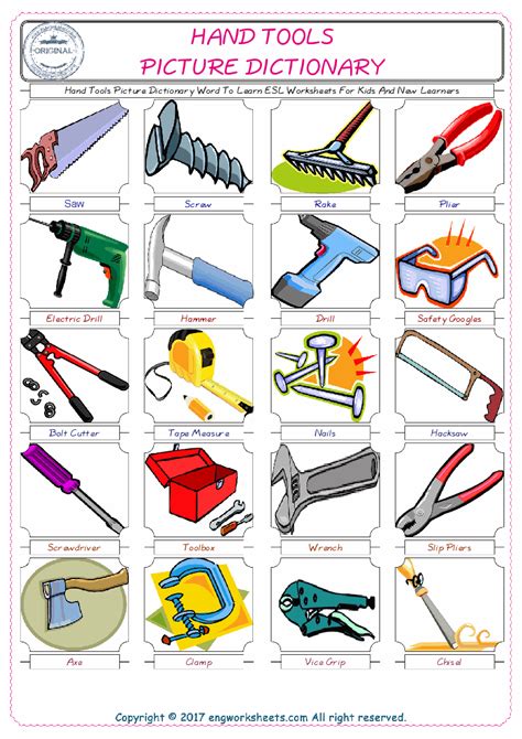Hand Tools English Esl Vocabulary Worksheets Engworksheets