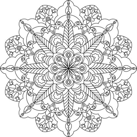 Zentangle Adult Coloring Page Mandala With Flowers Stock Vector