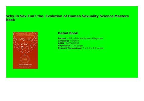 Why Is Sex Fun The Evolution Of Human Sexuality Science Masters Book 448