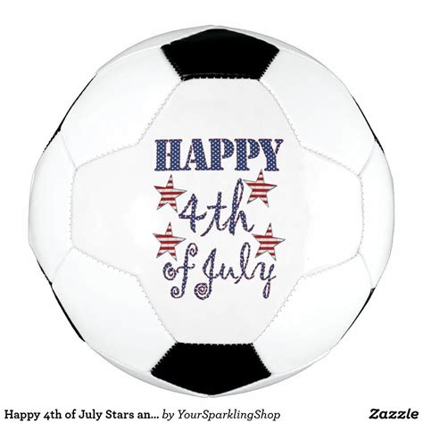 Happy 4th Of July Stars And Stripes Typography Soccer Ball American