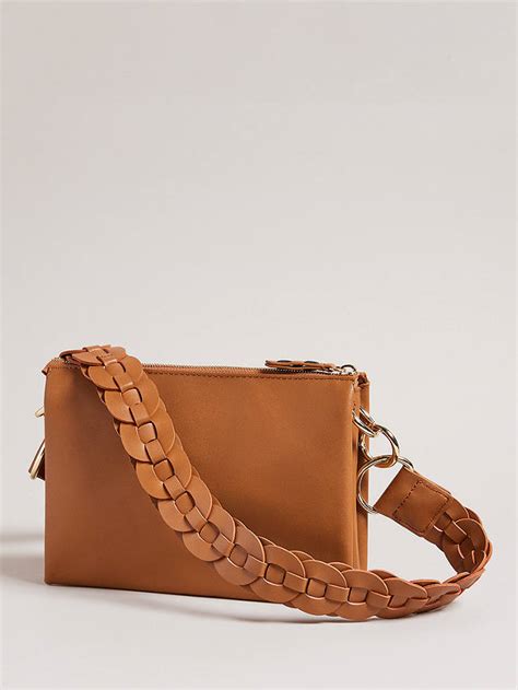 Ted Baker Braidey Leather Braided Strap Cross Body Bag Brown At John
