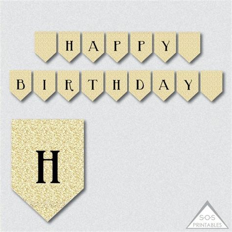 Happy Birthday Banner Gold Glitter Banner Printable Banner Black And