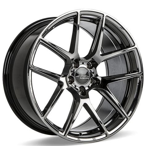 19 Staggered Ace Alloy Wheels Aff02 Black Chrome Flow Formed Rims
