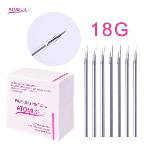 Atomus Pcs Professional Disposable Sterile Body Piercing Needles For Navel Ear Nose Tattoo