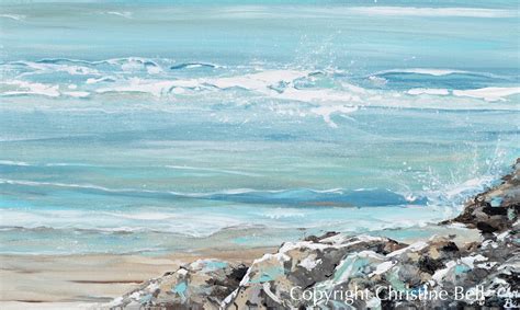 Giclee Print Abstract Painting Coastal Blue White Ocean Beach Decor