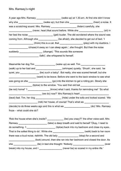 Mixed Tenses Paragraph Exercises With Answers Exercise Poster