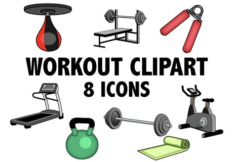 Workout Clipart Gym And Exercise Icons Fitness And Health Etsy