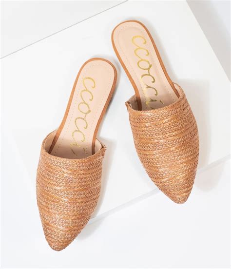 Tan Woven Straw Slip On Mules Slip On Mules Mule Shoes Outfit Mules Outfit