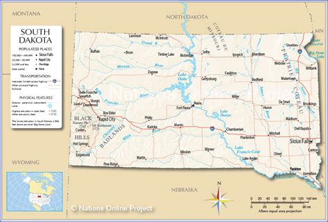 Reference Maps Of South Dakota Usa Nations Online Project