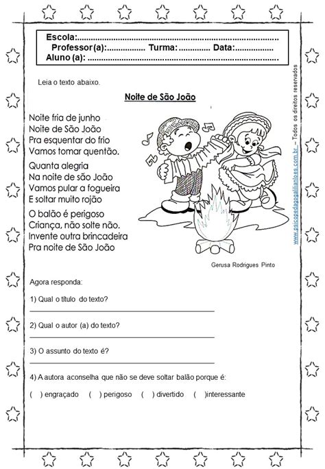 Atividade Festa Junina L Ngua Portuguesa