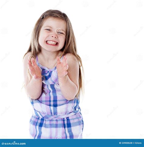 Young Girl Clapping Hands On White Stock Photography Cartoondealer