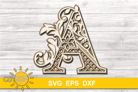 3D Alphabet Layered Mandala SVG Bundle 26 letters (529537) | Cut Files