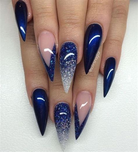 Blue Prom Nails Dark Blue Nails Blue Ombre Nails Navy Nails Blue Nails Art Dark Gel Nails