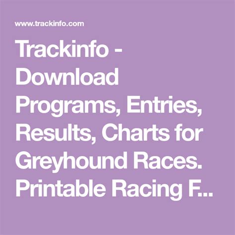 Trackinfo Download Programs Entries Results Charts For Greyhound