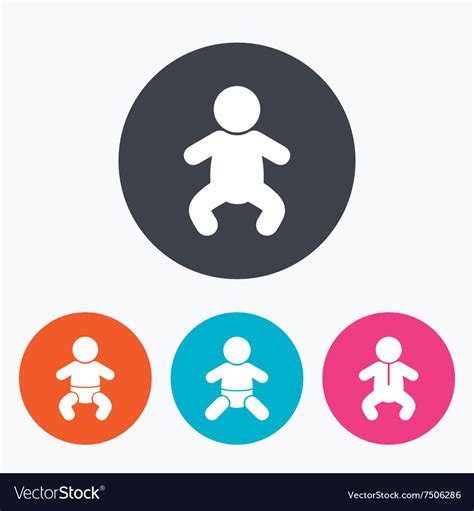 Newborn Icons Baby Infants Symbols Royalty Free Vector Image