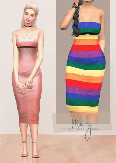 May Dress Ts4 Daisy Pixels