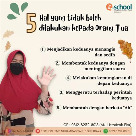 5 Hal Yang Tidak Boleh Dilakukan Kepada Orang Tua E School Smp Muhammadiyah 18 Surabaya