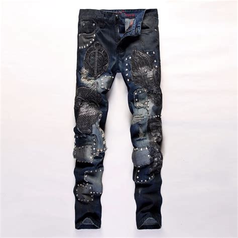 Men S Casual Holes Distressed Ripped Jeans For Men Torndenim Pants Male New Fashion Garment