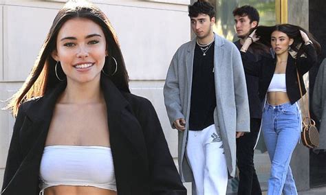 Madison Beer Flaunts Her Midriff In A Tiny White Tube Top During Lunch