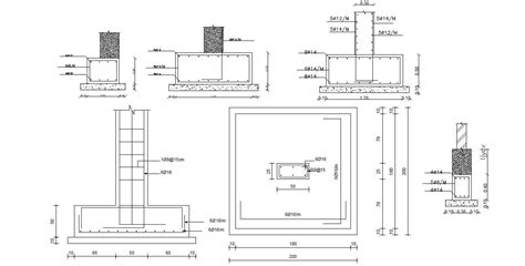Rcc Construction Drawing Of Foundation And Column Design Cadbull