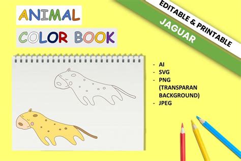 Coloring Book Animal For Kids Jaguar Graphic By Veniastudio