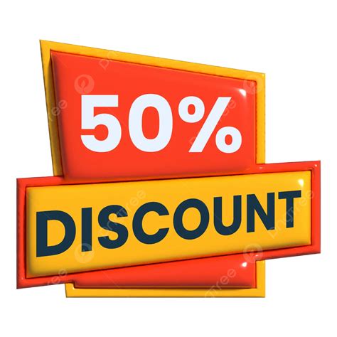 3d 50 Discount Price Tag Design Vector Fifty Percent Off Fifty
