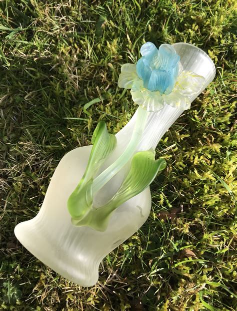 Kralik Art Nouveau Satin Glass Vase With Applied Daffodil Collectors Weekly
