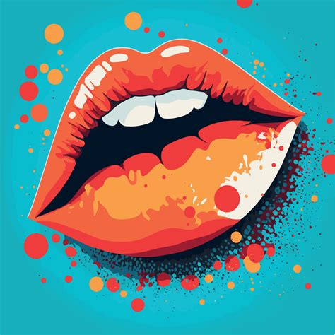 lips pop art sensual mouth fashion poster modern vector art design of beautiful woman lips