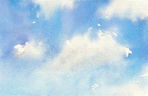 Watercolor Illustration Of Sky With Cloud Artistic Natural Painting