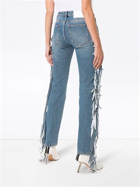 Msgm Fringed Straight Leg Jeans Mom Jeans Skinny Jeans Straight Fit