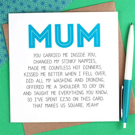 Funny Mother S Day Card For Mum Funny Mothers Day Card