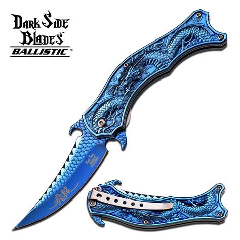 Dark Side Blades Dragon Spring Assisted Folding Knife Blue