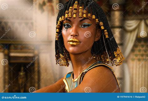 Pharaoh Cleopatra Or Nefertiti Are Depicted In Ancient Egyptian Cartoon Vector Cartoondealer