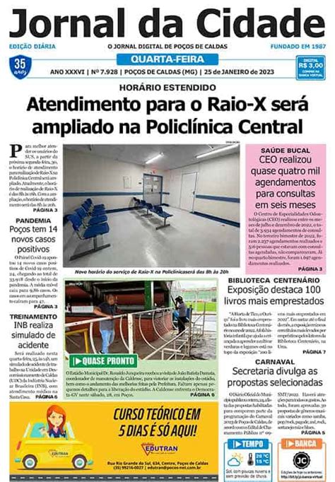 Jornal Da Cidade 25 De Janeiro De 2023 Jornal Da Cidade Notícias De Poços De Caldas E Região