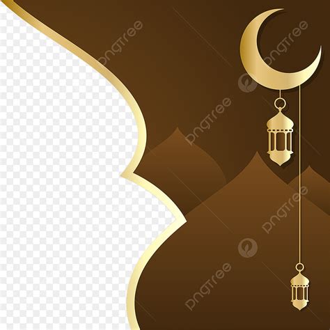 Gambar Ornamen Bingkai Atas Islami Dengan Lentera Gantung Dan Latar