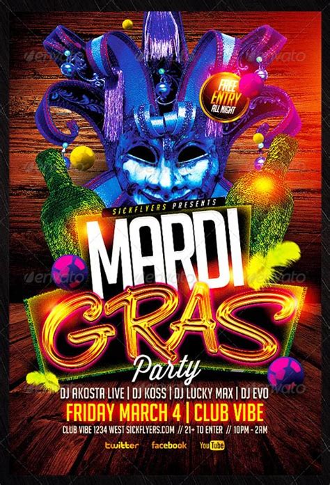 Best 20 Mardi Gras Flyer Templates Collection Download