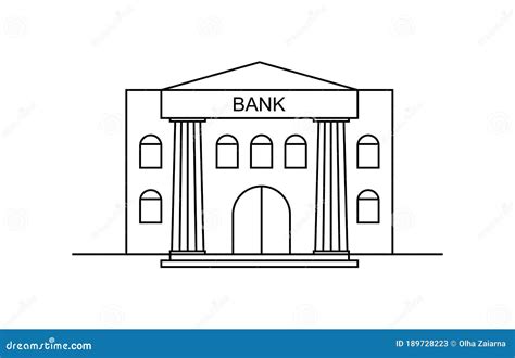 Bank Vector Outline Icon Isolated Line Art Illustration Stock Vector