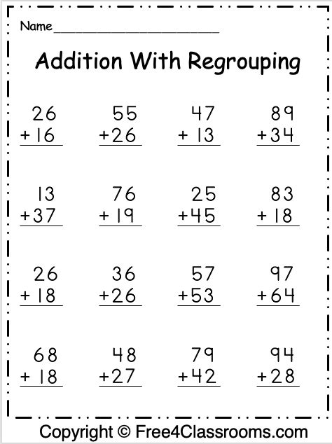 Add 2 Digit Numbers With Regrouping Worksheet